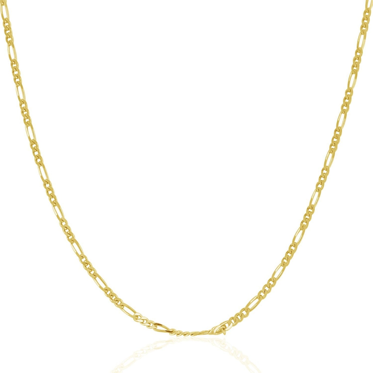 Cadena Figaro Sólida de Oro Amarillo de 14k y 1.9mm