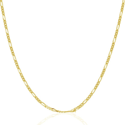 Cadena Figaro Sólida de Oro Amarillo de 14k y 1.9mm