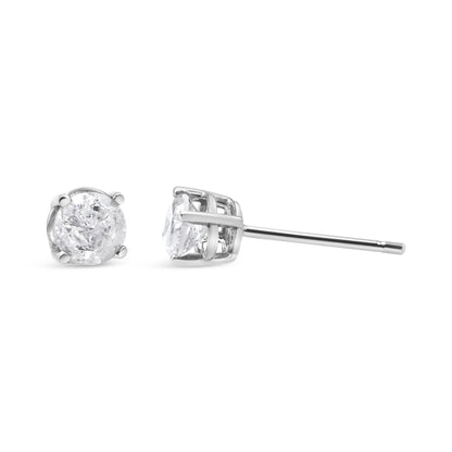 Pendientes clásicos de tuerca de oro blanco de 14K con diamante cultivado de 3/4 Cttw y 4 puntas (color F-G, claridad VS2-SI1)