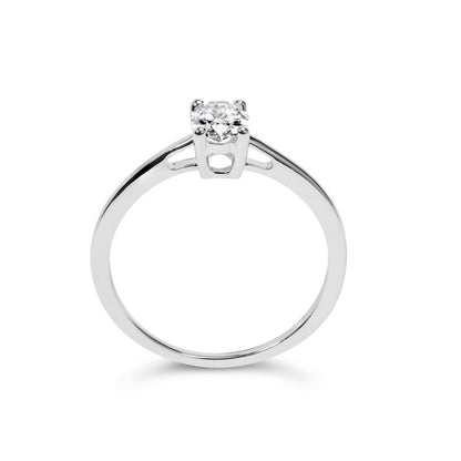 Anillo de compromiso solitario de oro blanco de 14K con diamante de laboratorio ovalado de 1/2 quilate de peso total y 4 puntas (color F-G, claridad VS2-SI1) - Talla 7