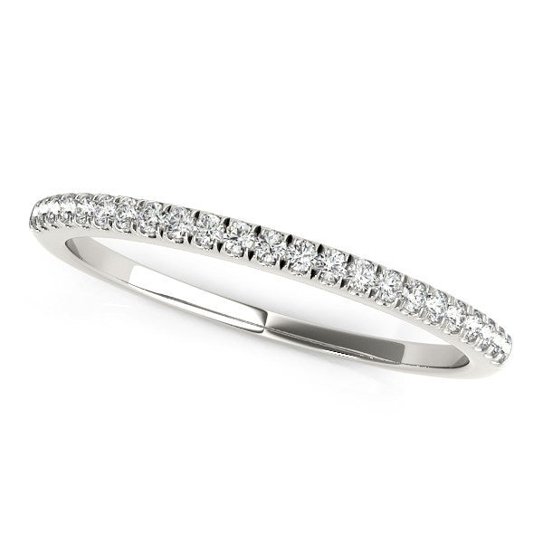 Anillo de boda de diamantes (0,12 ct. de peso total) de oro blanco de 14k con engaste estilo festoneado