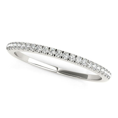Anillo de boda de diamantes (0,12 ct. de peso total) de oro blanco de 14k con engaste estilo festoneado