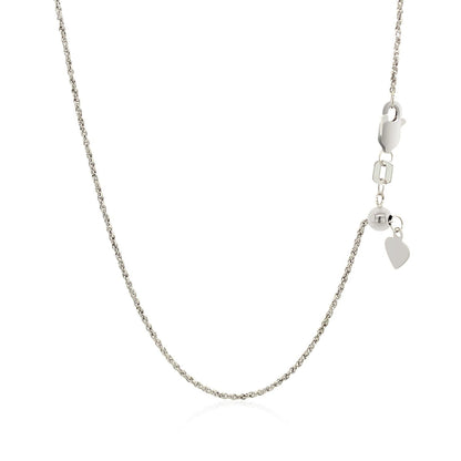 Cadena de cuerda ajustable de oro blanco de 14k 1.0mm