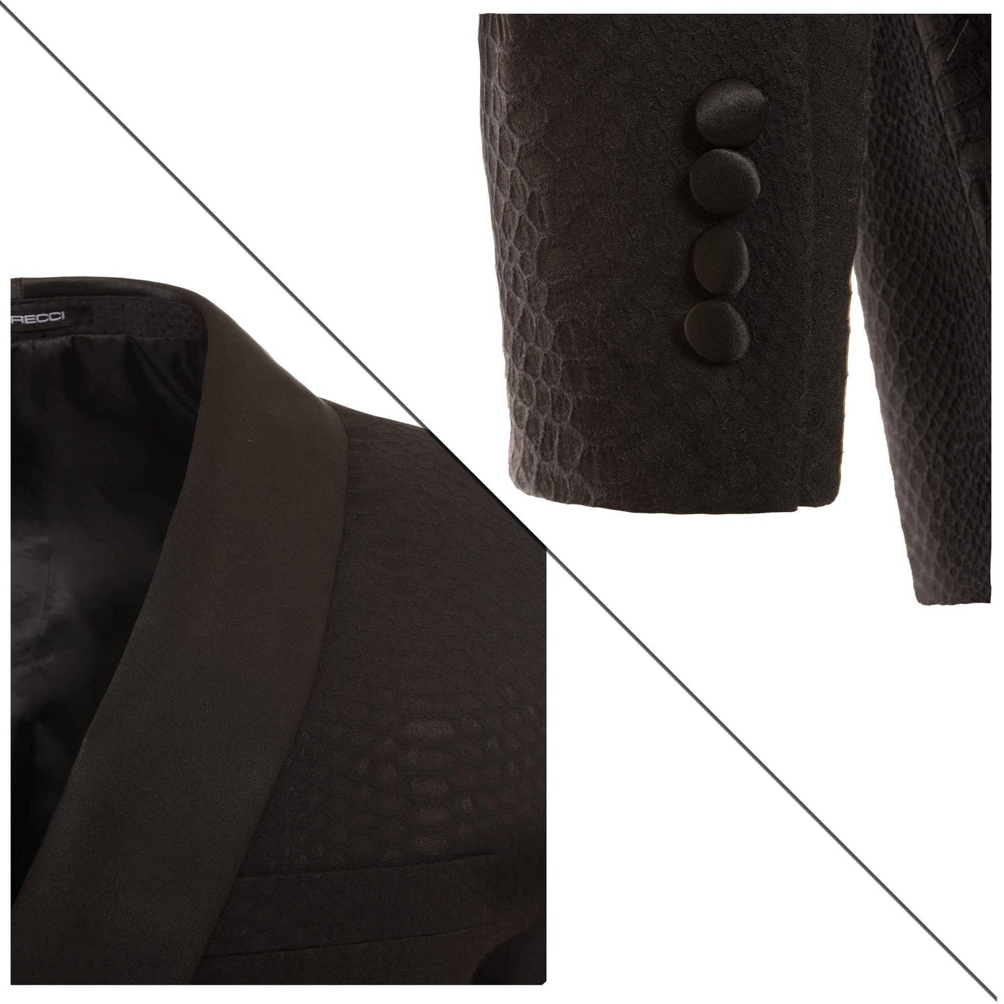 Ferrecci Ash All Black Snake Skin Tuxedo Blazer