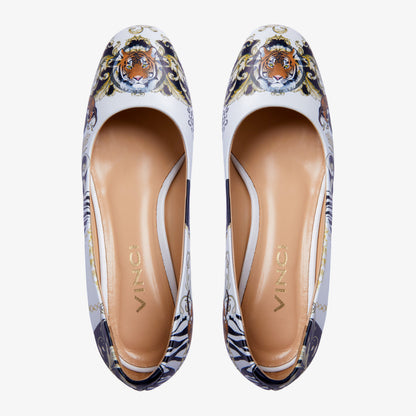 The Perugia White Leather Lower Heel Pump Women Shoe