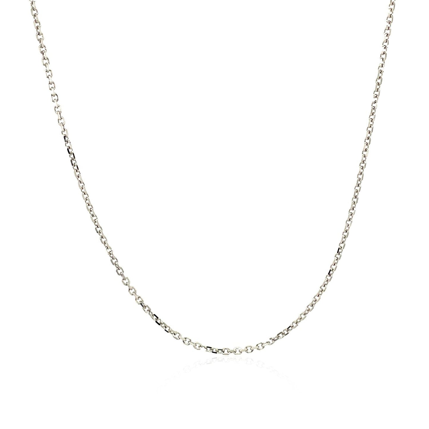 Cadena de eslabones de cable con corte de diamante de oro blanco de 14k y 1,1 mm