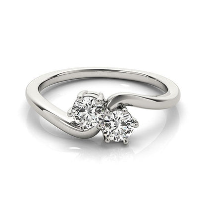 Anillo Solitario de Dos Diamantes en Oro Blanco de 14k (1/2 cttw)
