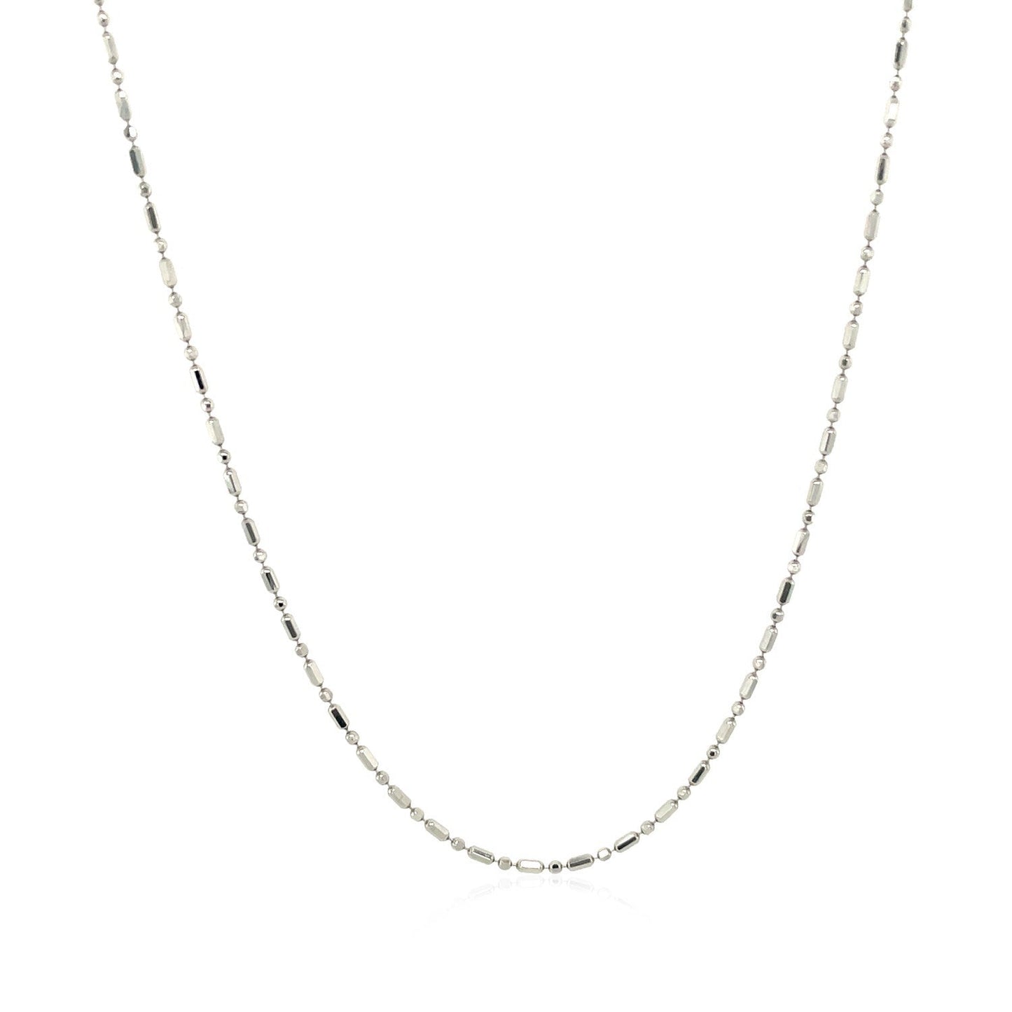 Cadena de Cuentas Talladas con Diamante de Oro Blanco de 14k 1.0mm