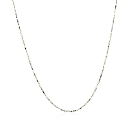 Cadena de Cuentas Talladas con Diamante de Oro Blanco de 14k 1.0mm