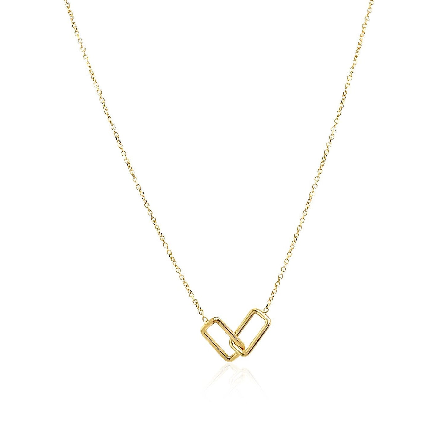 Collar de oro amarillo de 14k con pequeños rectángulos entrelazados