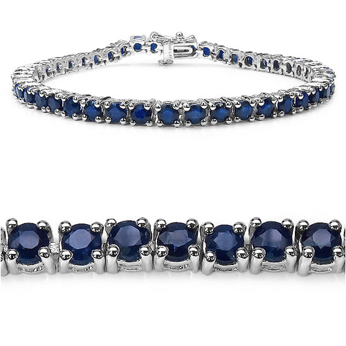 Brazalete de plata esterlina .925 con zafiro azul genuino de 8.36 quilates