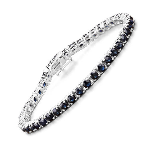 Brazalete de plata esterlina .925 con zafiro azul genuino de 8.36 quilates