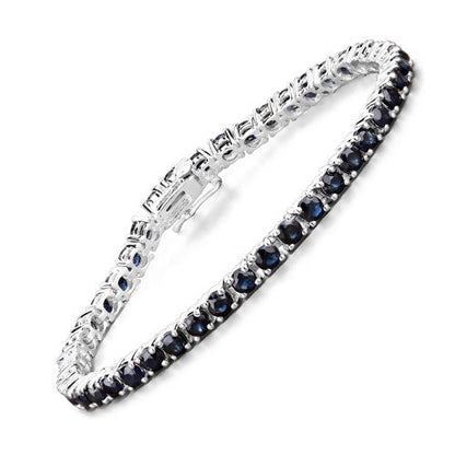 Brazalete de plata esterlina .925 con zafiro azul genuino de 8.36 quilates