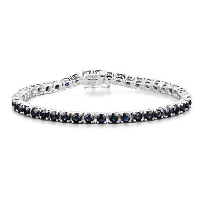 Brazalete de plata esterlina .925 con zafiro azul genuino de 8.36 quilates