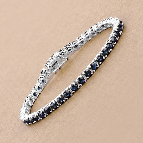 Brazalete de plata esterlina .925 con zafiro azul genuino de 8.36 quilates