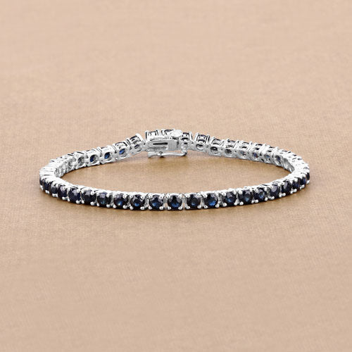 Brazalete de plata esterlina .925 con zafiro azul genuino de 8.36 quilates