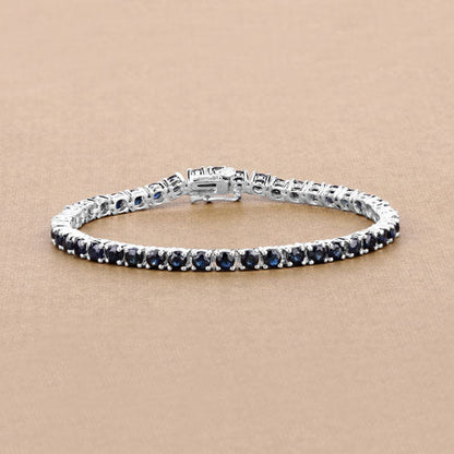 Brazalete de plata esterlina .925 con zafiro azul genuino de 8.36 quilates