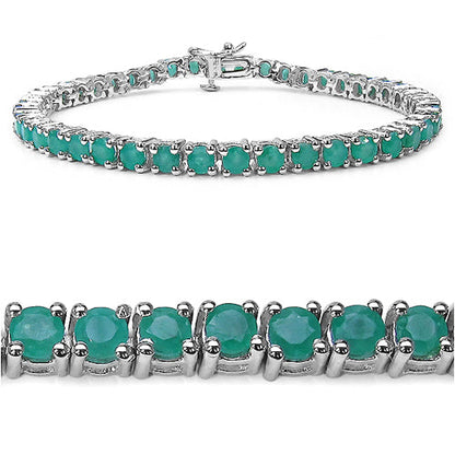 Pulsera de plata de ley .925 con esmeralda genuina de 7,48 quilates