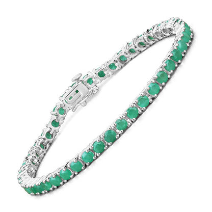 Pulsera de plata de ley .925 con esmeralda genuina de 7,48 quilates