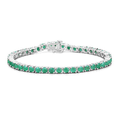Pulsera de plata de ley .925 con esmeralda genuina de 7,48 quilates