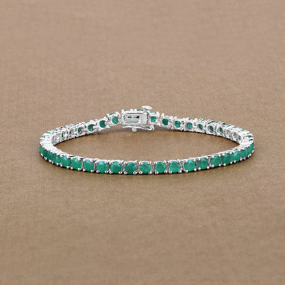 Pulsera de plata de ley .925 con esmeralda genuina de 7,48 quilates