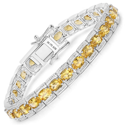 Pulsera de citrino auténtico de 12,47 quilates en plata de ley 925