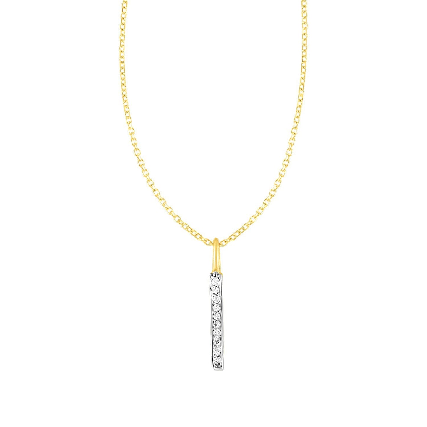 Colgante de barra de oro amarillo de 14k con diamantes