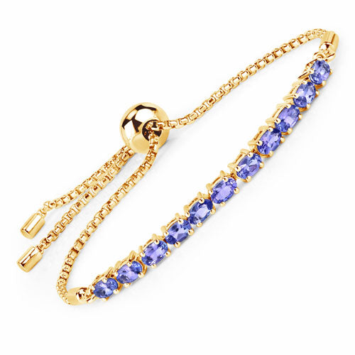 Pulsera de plata de ley .925 con tanzanita genuina de 2.29 quilates