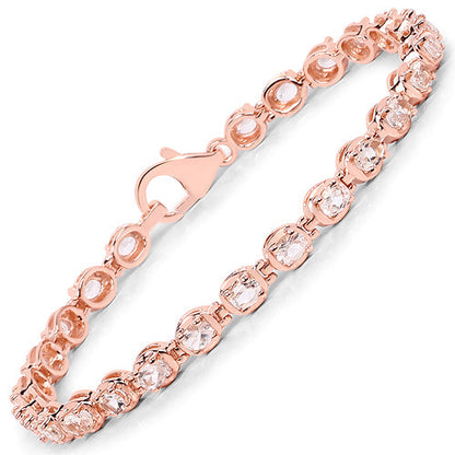 Brazalete de plata de ley .925 con morganita auténtica de 3,75 quilates