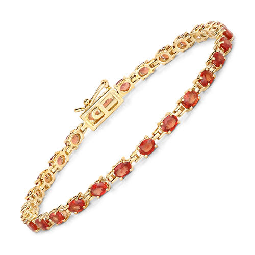 Pulsera de zafiro naranja genuino de 7.00 quilates de oro amarillo de 14 quilates