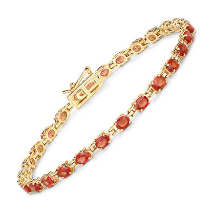Pulsera de zafiro naranja genuino de 7.00 quilates de oro amarillo de 14 quilates