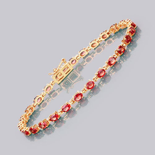 Pulsera de zafiro naranja genuino de 7.00 quilates de oro amarillo de 14 quilates