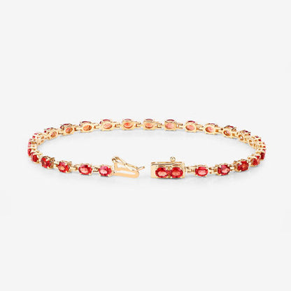 Pulsera de zafiro naranja genuino de 7.00 quilates de oro amarillo de 14 quilates