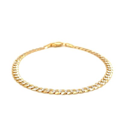 Pulsera de eslabones de 3,6mm de oro bicolor de 14k con pavé