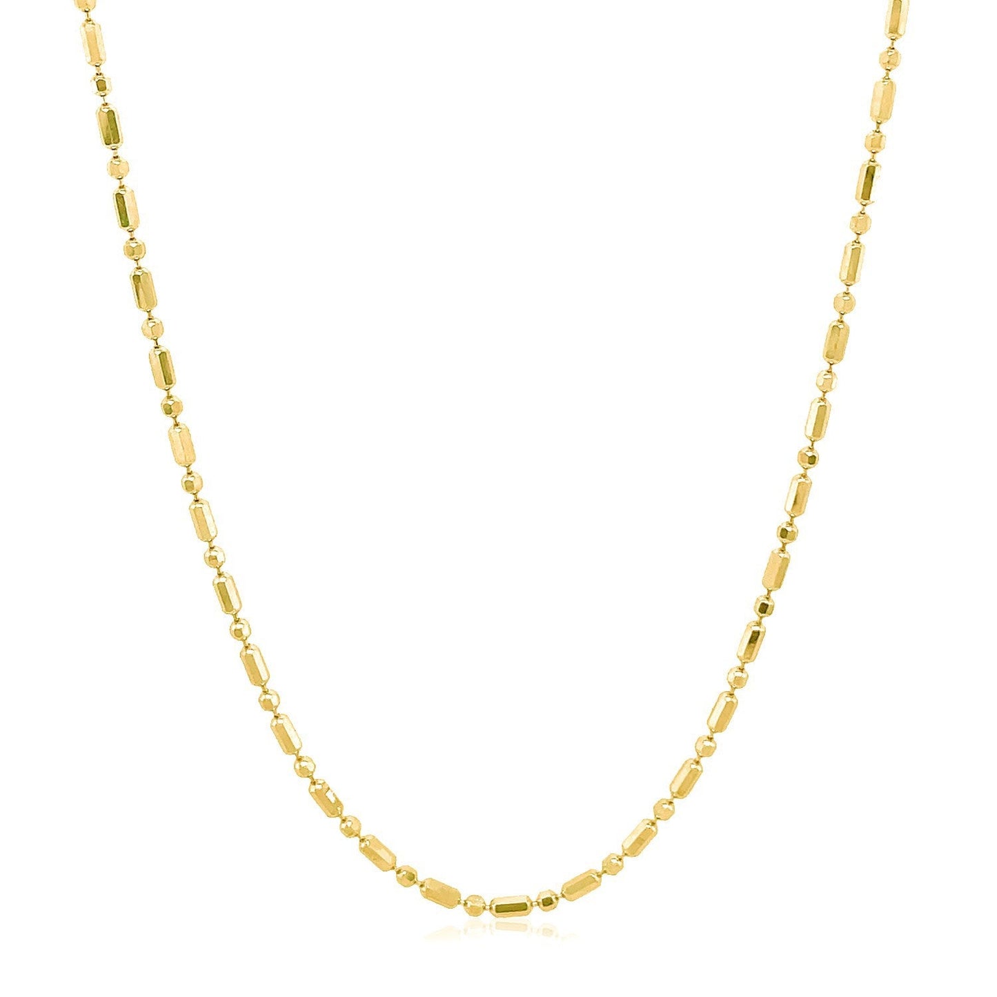 Cadena de Oro Amarillo de 14k con Cuentas Alternas Talladas con Diamante de 1.5mm