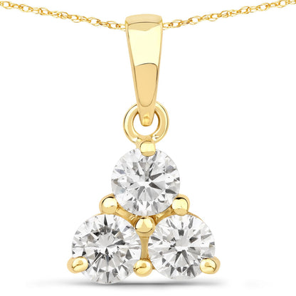 Colgante de oro amarillo de 14 quilates con diamante cultivado en laboratorio genuino de 0,75 quilates