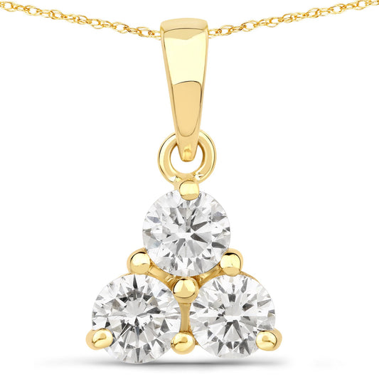 Colgante de oro amarillo de 14 quilates con diamante cultivado en laboratorio genuino de 0,75 quilates