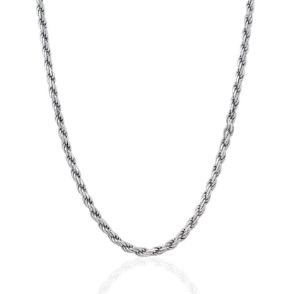 Cadena estilo cuerda de plata esterlina de 3,6 mm con corte de diamante