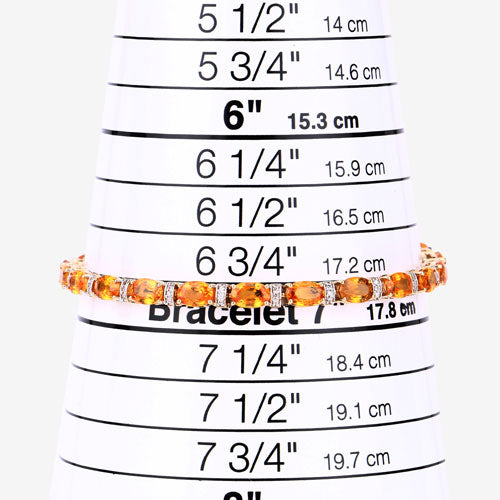 Pulsera de zafiro naranja genuino de 12,33 quilates y diamantes blancos de oro amarillo de 14 quilates
