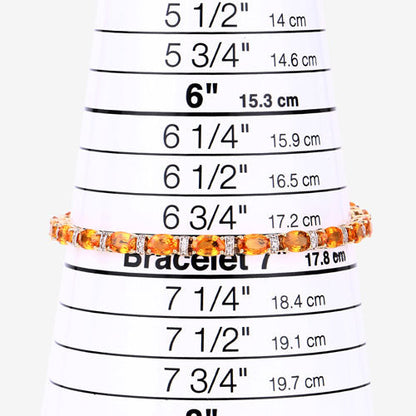 Pulsera de zafiro naranja genuino de 12,33 quilates y diamantes blancos de oro amarillo de 14 quilates