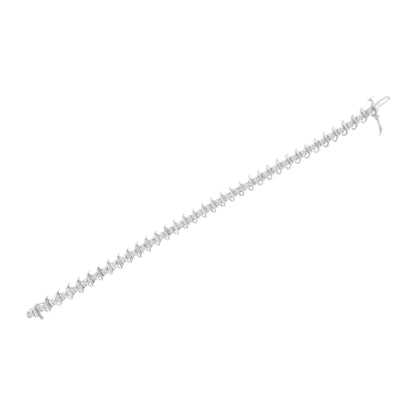 Pulsera de eslabones de plata de ley .925 con diamantes engarzados de 1 quilate (I-J, I1-I2) - 7.25"