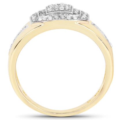 Anillo de plata de ley .925 chapado en oro amarillo de 14 quilates con diamantes blancos genuinos de 0.29 quilates