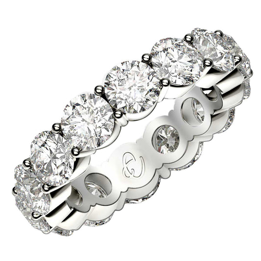 Anillo de eternidad de diamantes redondos cultivados en laboratorio de oro blanco de 14k (6 quilates peso total FG/VS2)