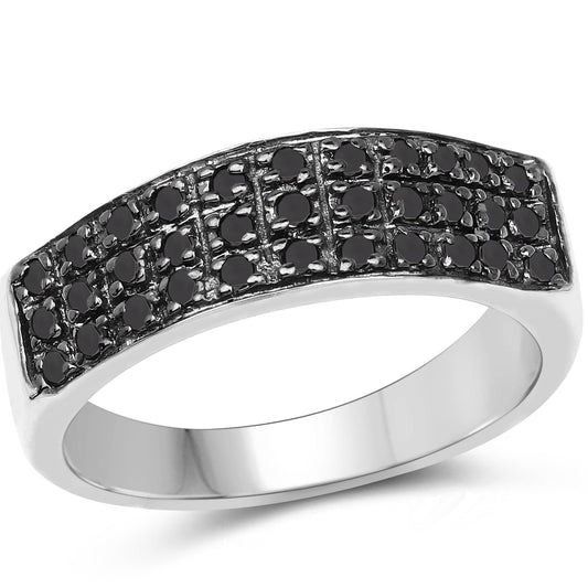 Anillo de plata esterlina .925 con diamante negro auténtico de 0.35 quilates