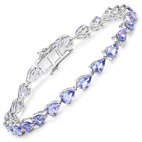 Pulsera de plata de ley .925 con tanzanita auténtica de 9.25 quilates