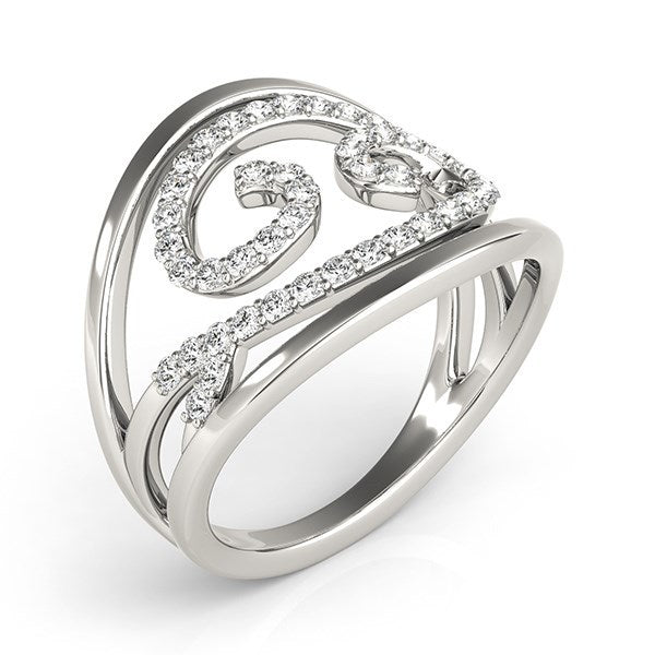 Anillo de diamantes con diseño en espiral en oro blanco de 14k (1/2 cttw)