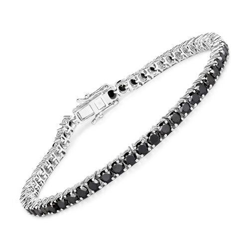 Pulsera de plata de ley .925 con diamante negro genuino de 5,40 quilates