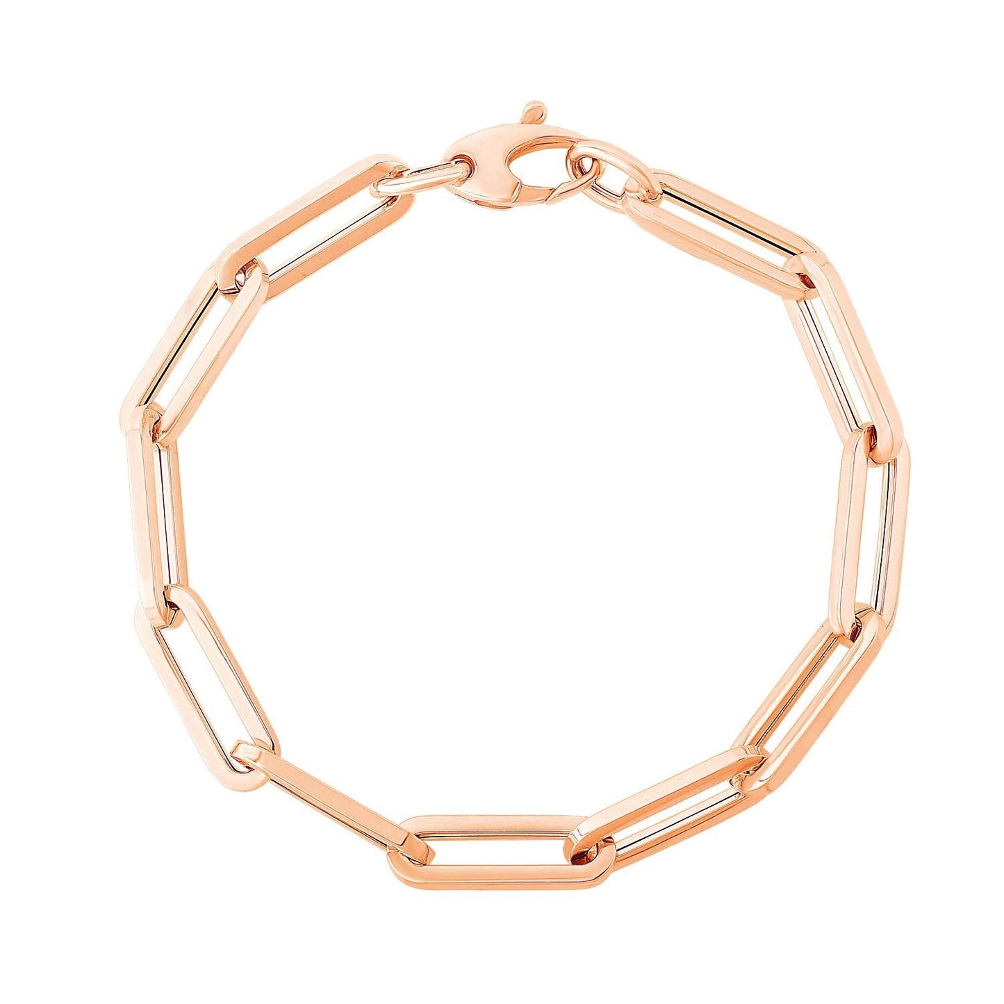 Pulsera de cadena extra ancha de eslabones de oro rosa de 14 quilates