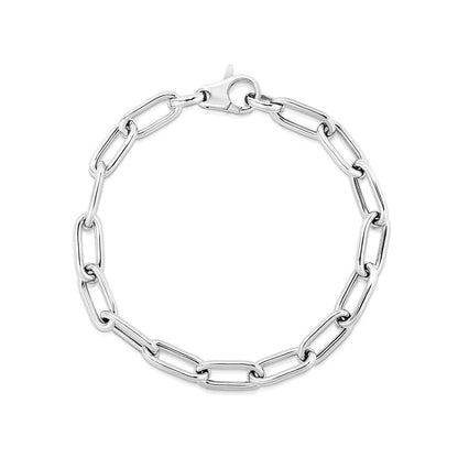 Pulsera de cadena de eslabones anchos de plata de ley