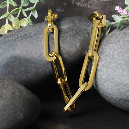 Gargantilla de cadena Paperclip extra ancha de oro amarillo de 14k